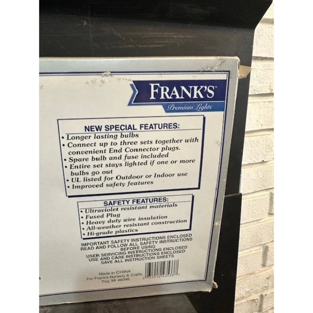 Frank's Twice‎ As Brite 105 Clear Christmas Lights Indoor Outdoor Green Cord